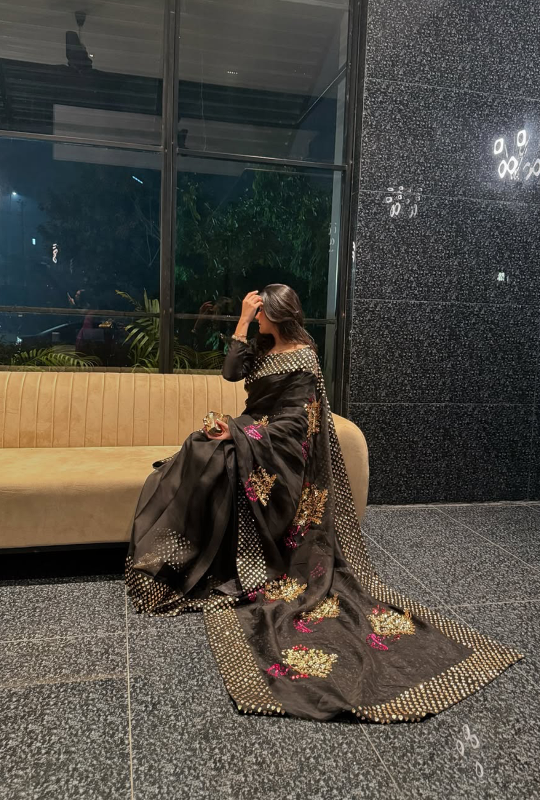 BLACK ORGANZA SARREE