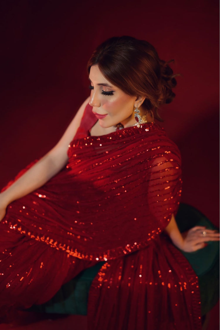 party wear dresses in islamabad Heavy Embroidered Chiffon Party Wear Dress Embroidered Chiffon Dupatta (Unstitched) (CHI-1069)
