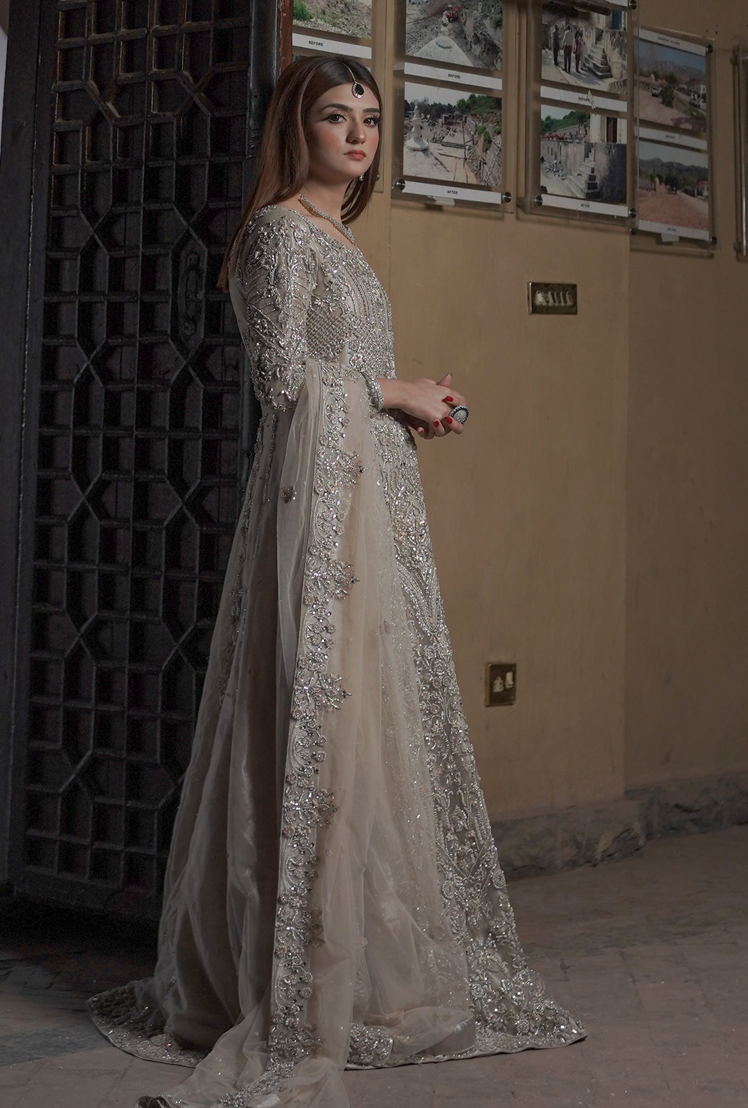 USAMA SILK EXCLUSIVE GREY BRIDAL MAXI-USC-42