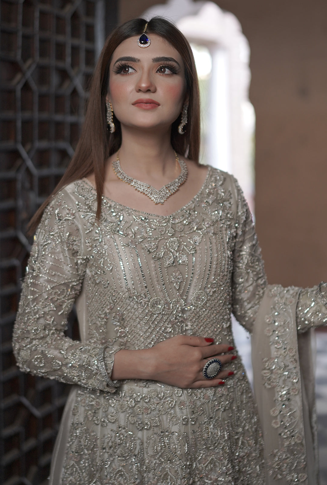 USAMA SILK EXCLUSIVE GREY BRIDAL MAXI-USC-42